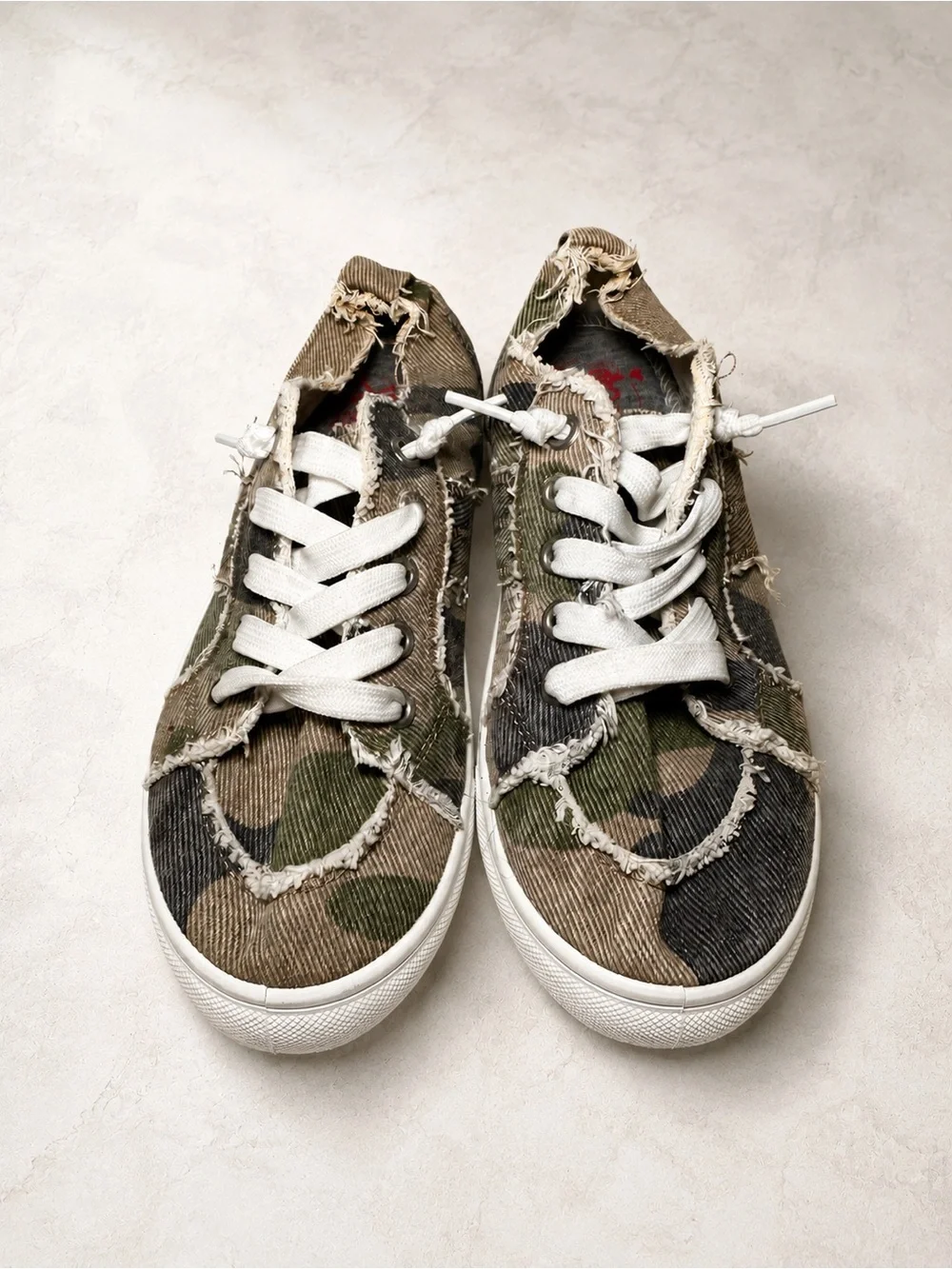 Kids Camouflage Canvas Sneakers Distressed Style Lace Up Size girls big 2